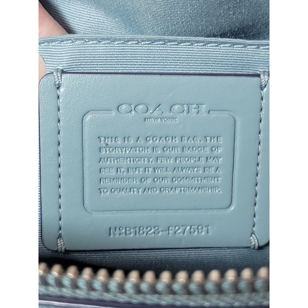 Coach Mini Sierra Satchel Leather Bag Teal/Marine Green Handbag Purse - Picture 6 of 11